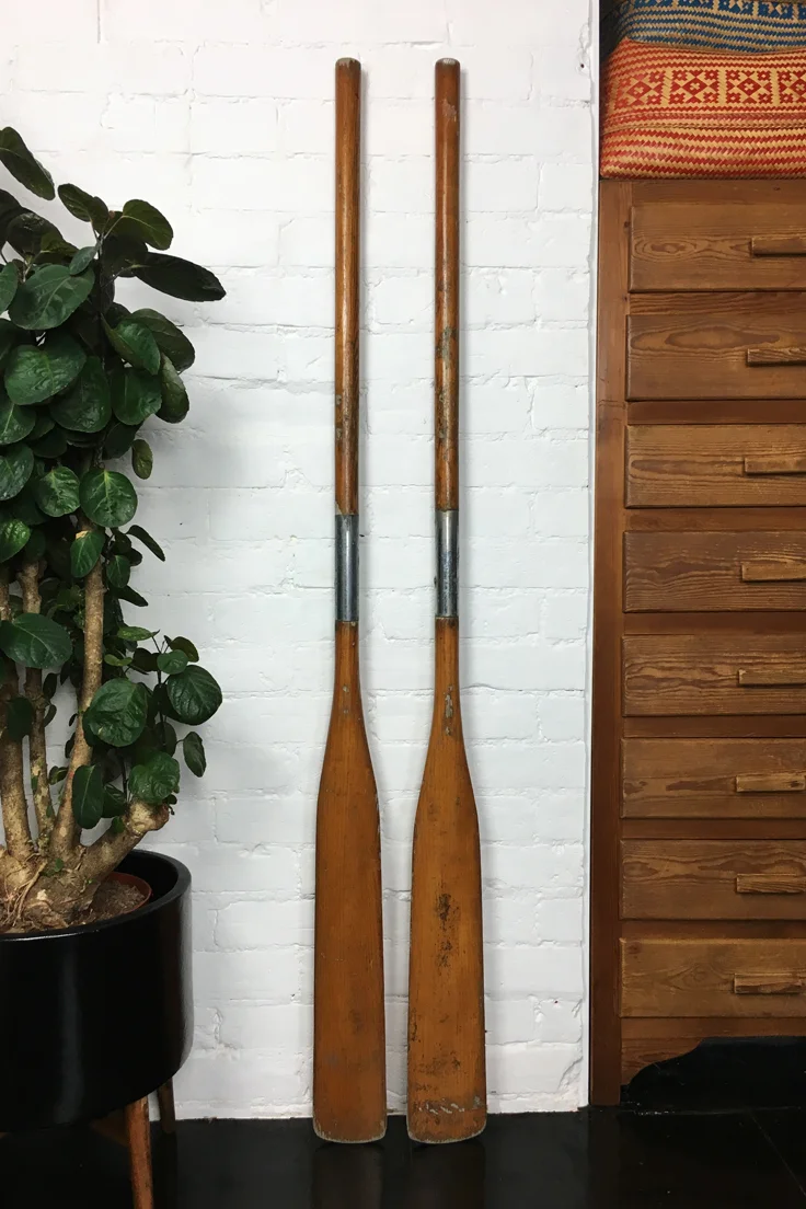 Vintage wooden oars