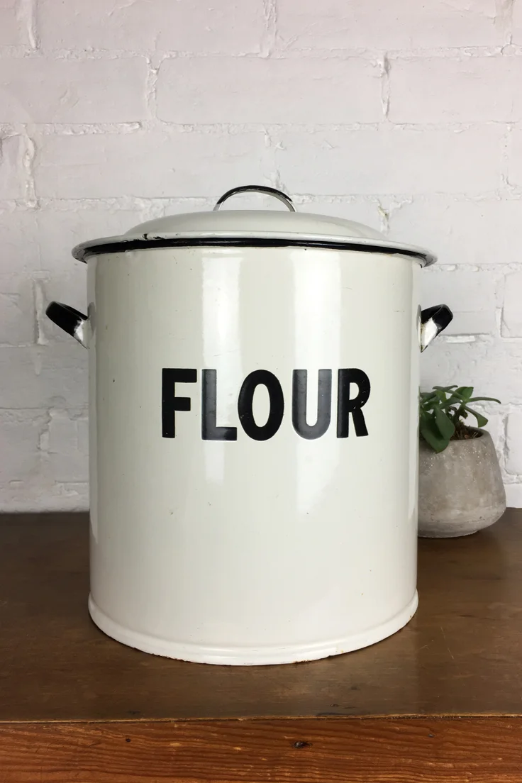 Vintage enamel flour bin