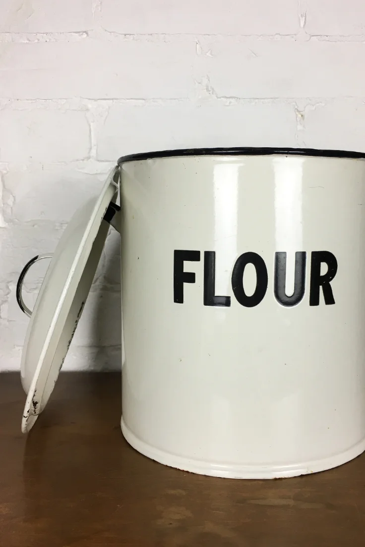 Vintage enamel flour bin