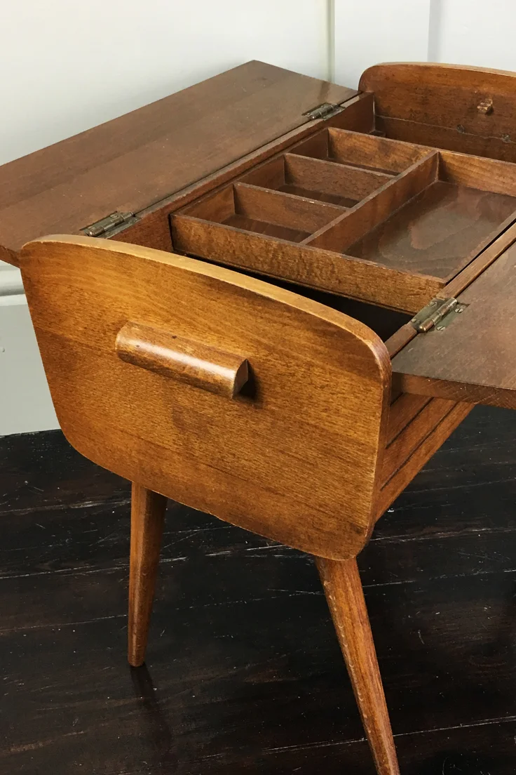 Mid Century Danish Wooden Sewing Box
