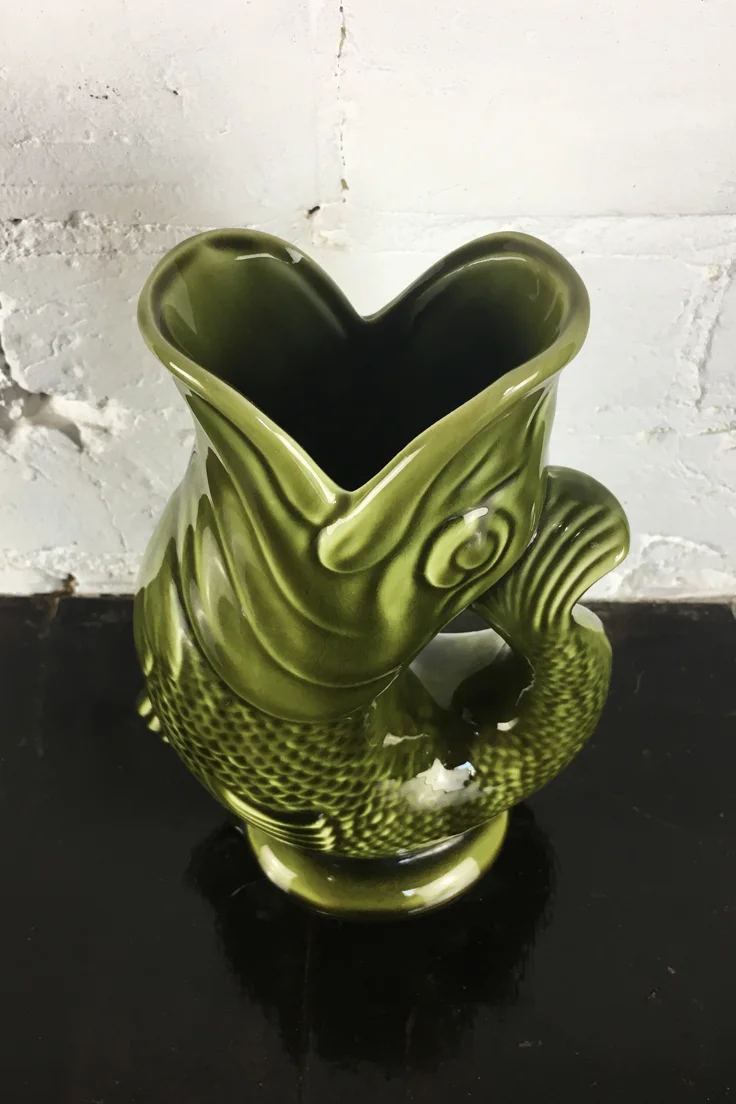 Vintage Green Fish Glug Jug