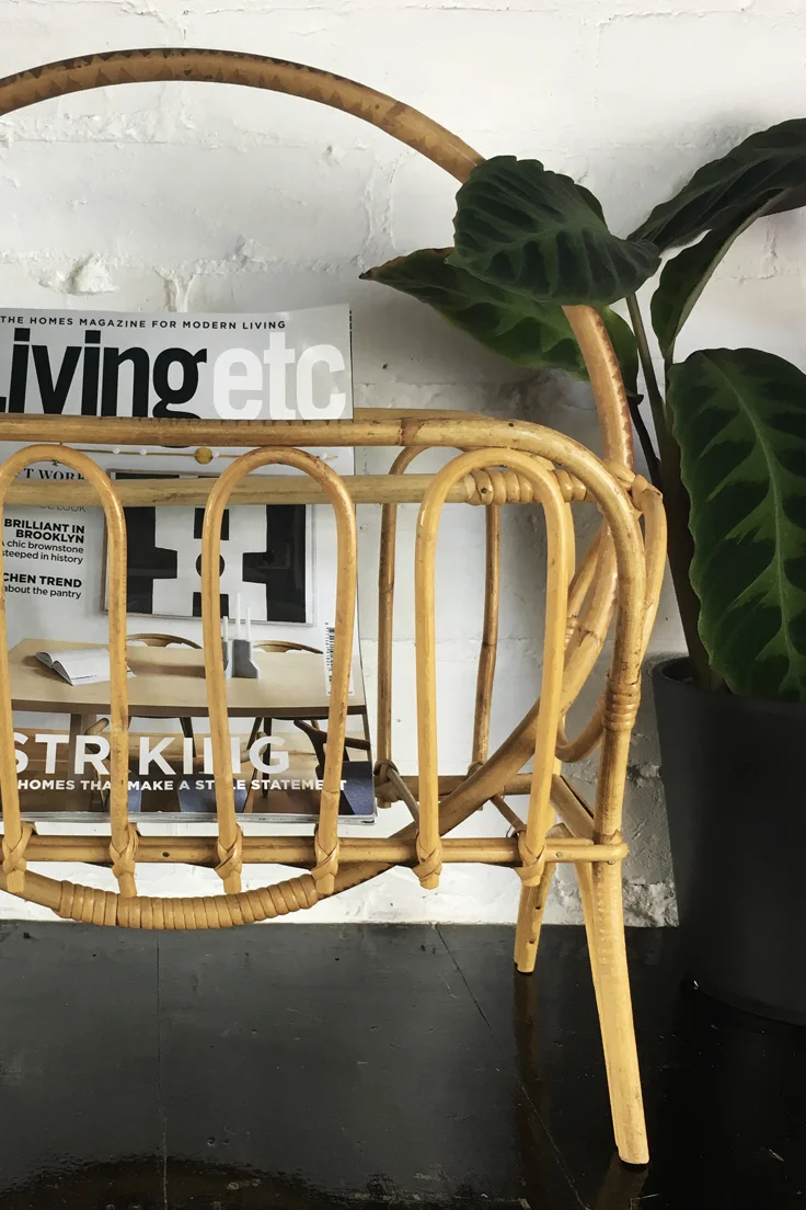 Vintage Rattan Bamboo Magazine Rack