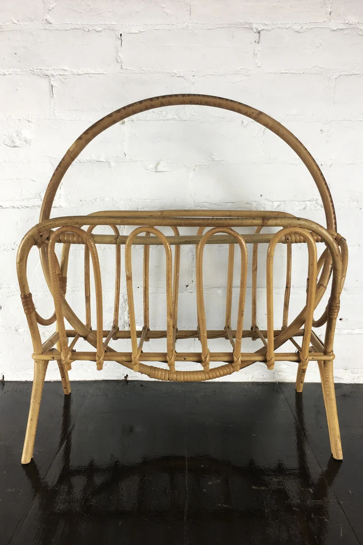Vintage Rattan Bamboo Magazine Rack
