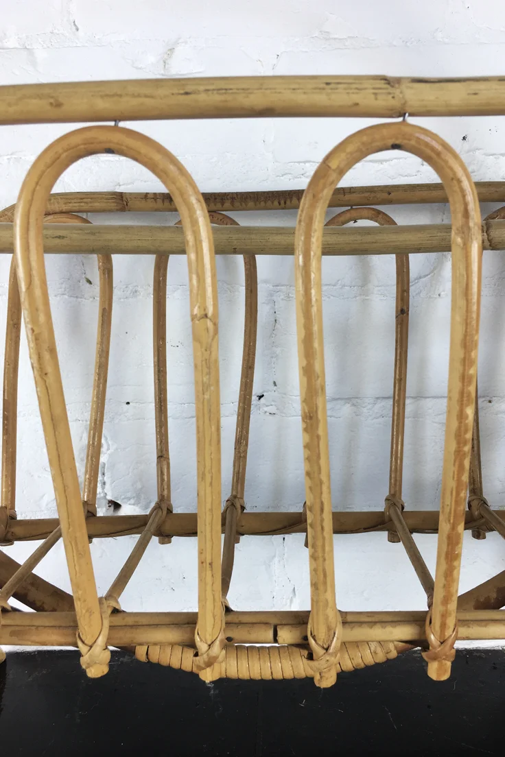 Vintage Rattan Bamboo Magazine Rack