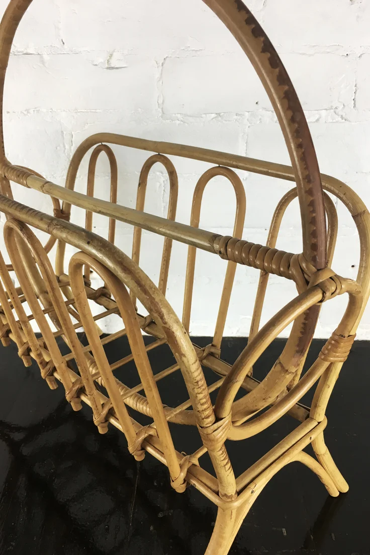 Vintage Rattan Bamboo Magazine Rack