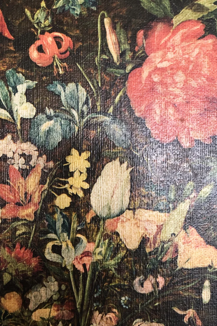 Floral print with turquoise frame