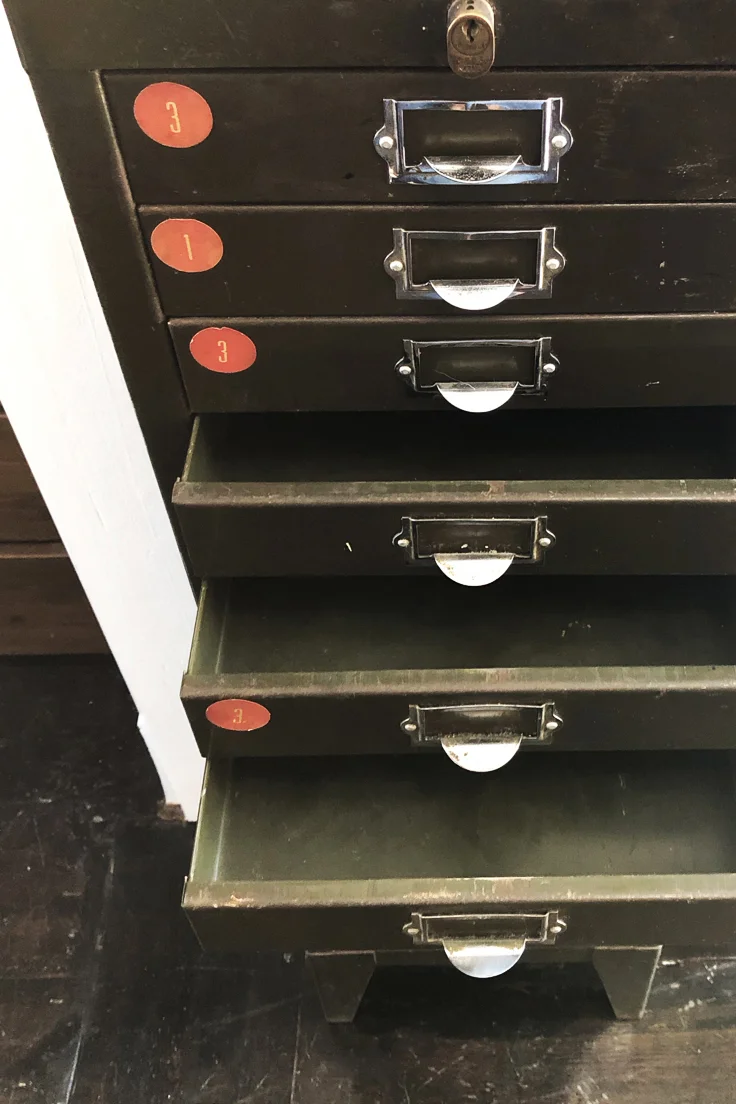 Vintage Industrial Metal Filing Cabinet