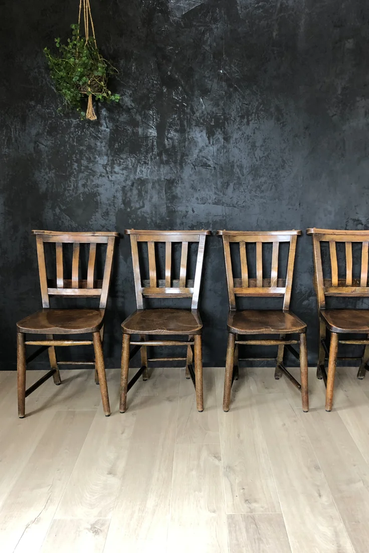 Vintage wooden church chapel chairs
