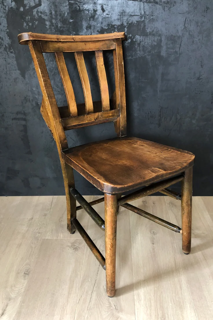 Vintage wooden church chapel chairs