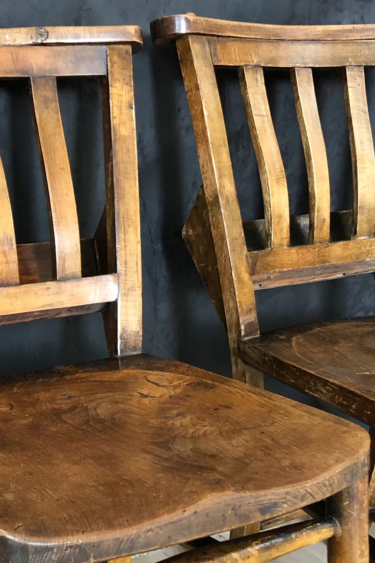 Vintage wooden church chapel chairs
