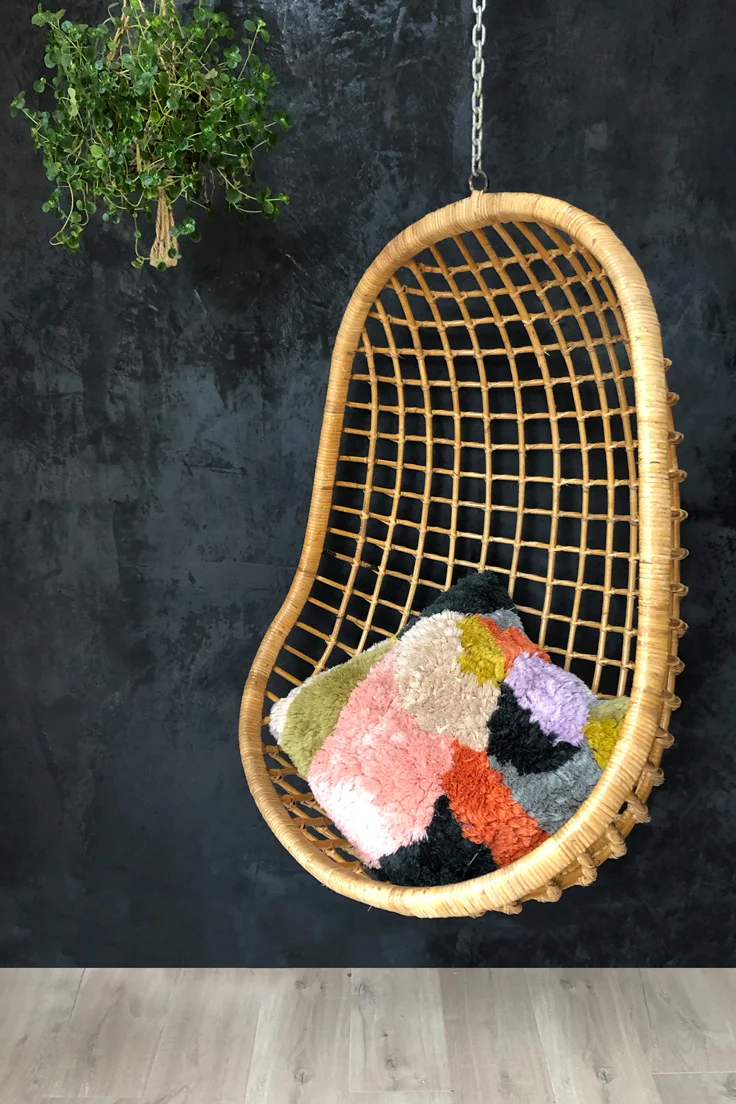 Mid-century rattan hanging egg chair