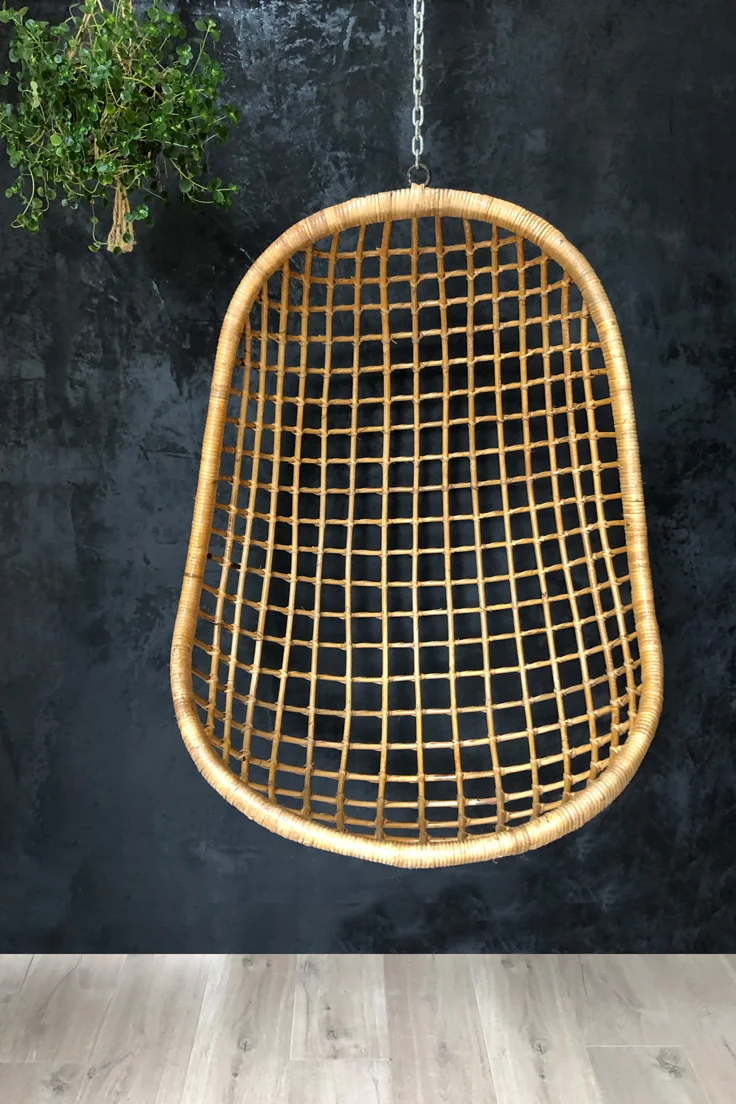 Mid-century rattan hanging egg chair