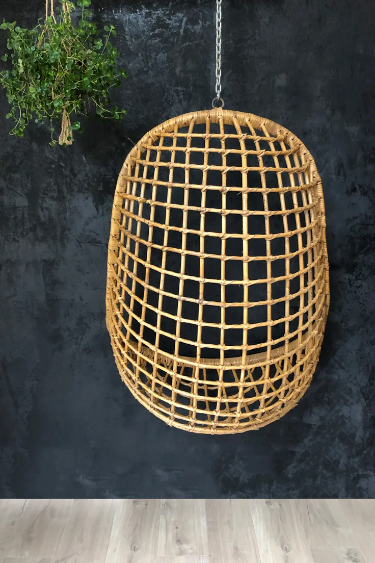 Mid-century rattan hanging egg chair