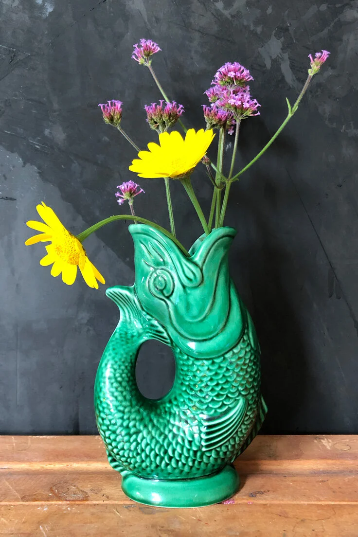 Vintage Jade Green Fish Glug Jug