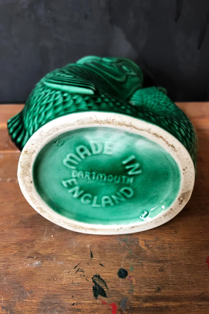 Vintage Jade Green Fish Glug Jug