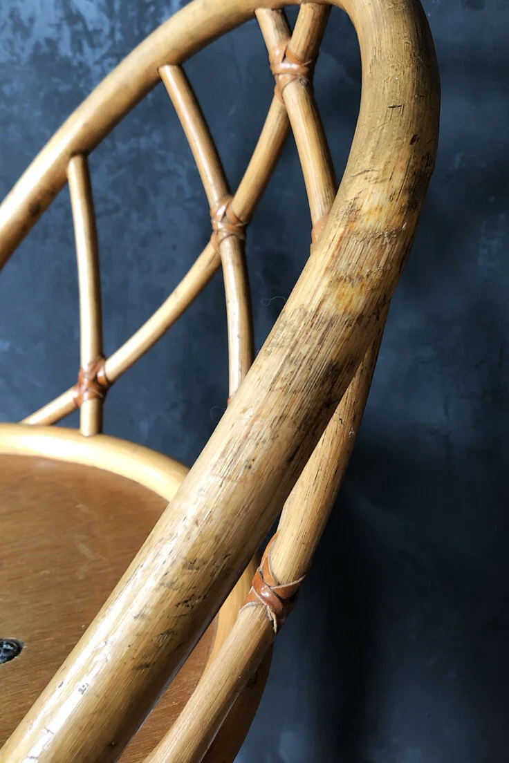 Mid-Century Rattan bamboo Revolving Bar Stool