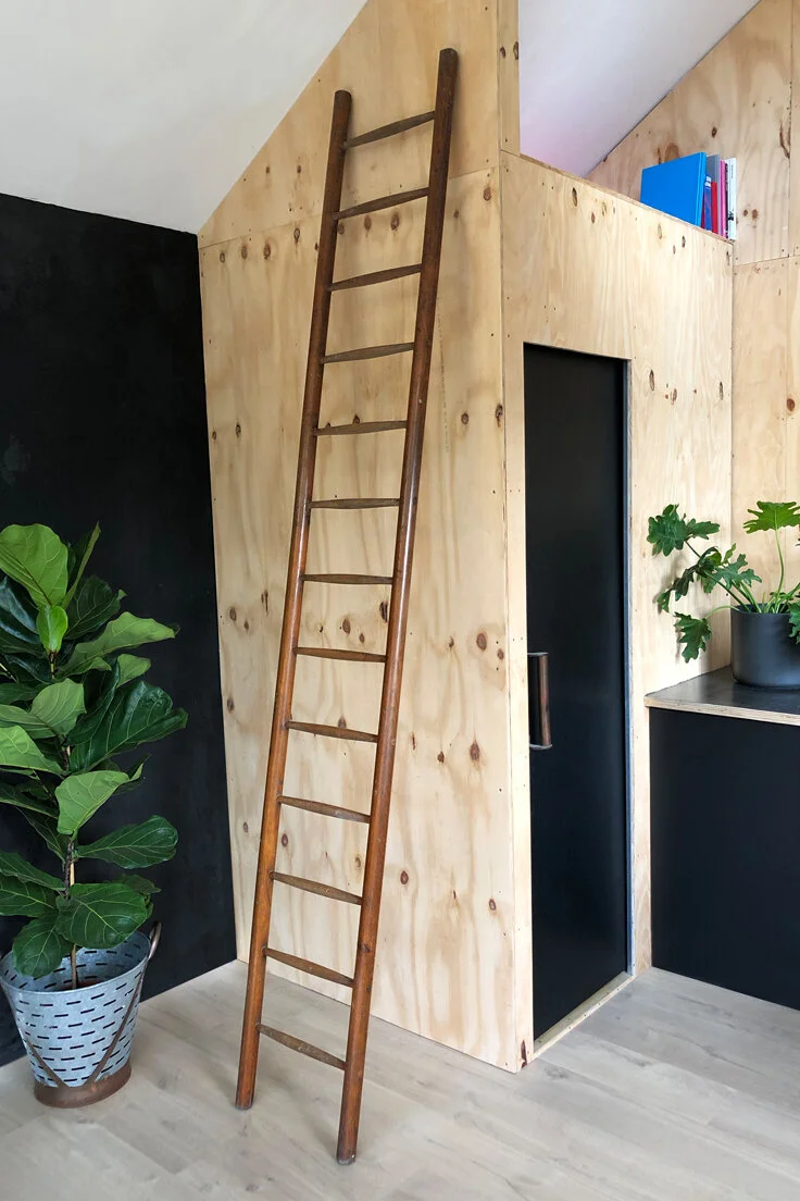 Vintage 13 rung beech ladder