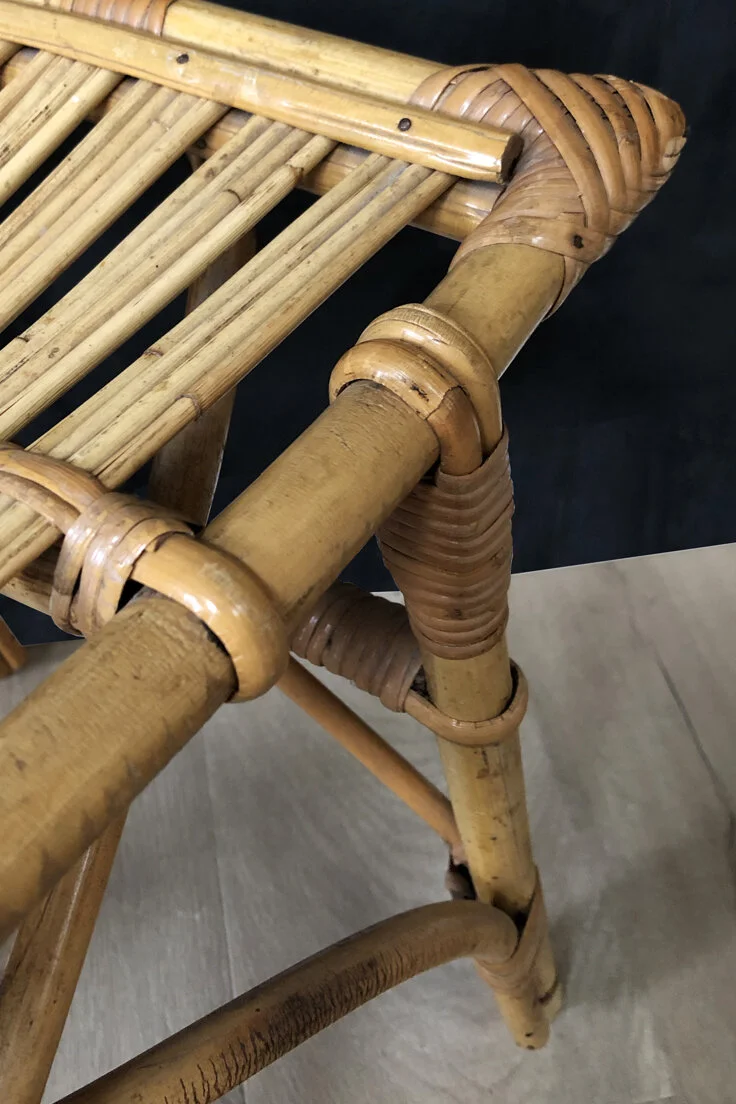 Retro Rattan Bamboo Stool