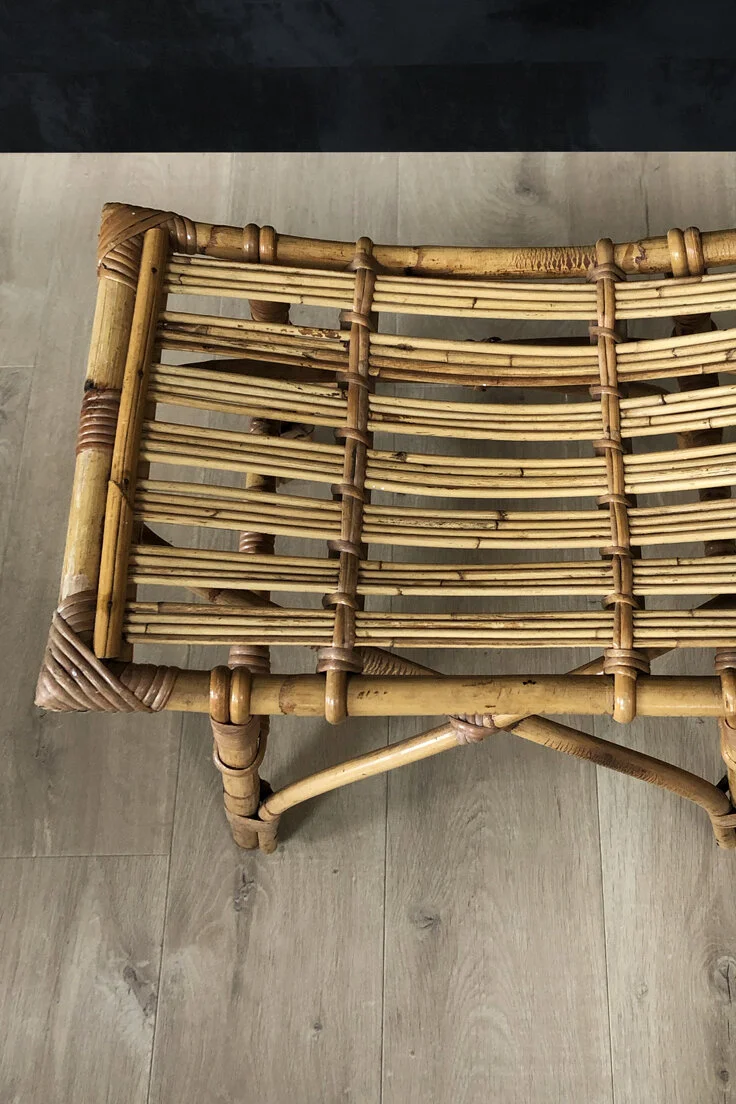 Retro Rattan Bamboo Stool