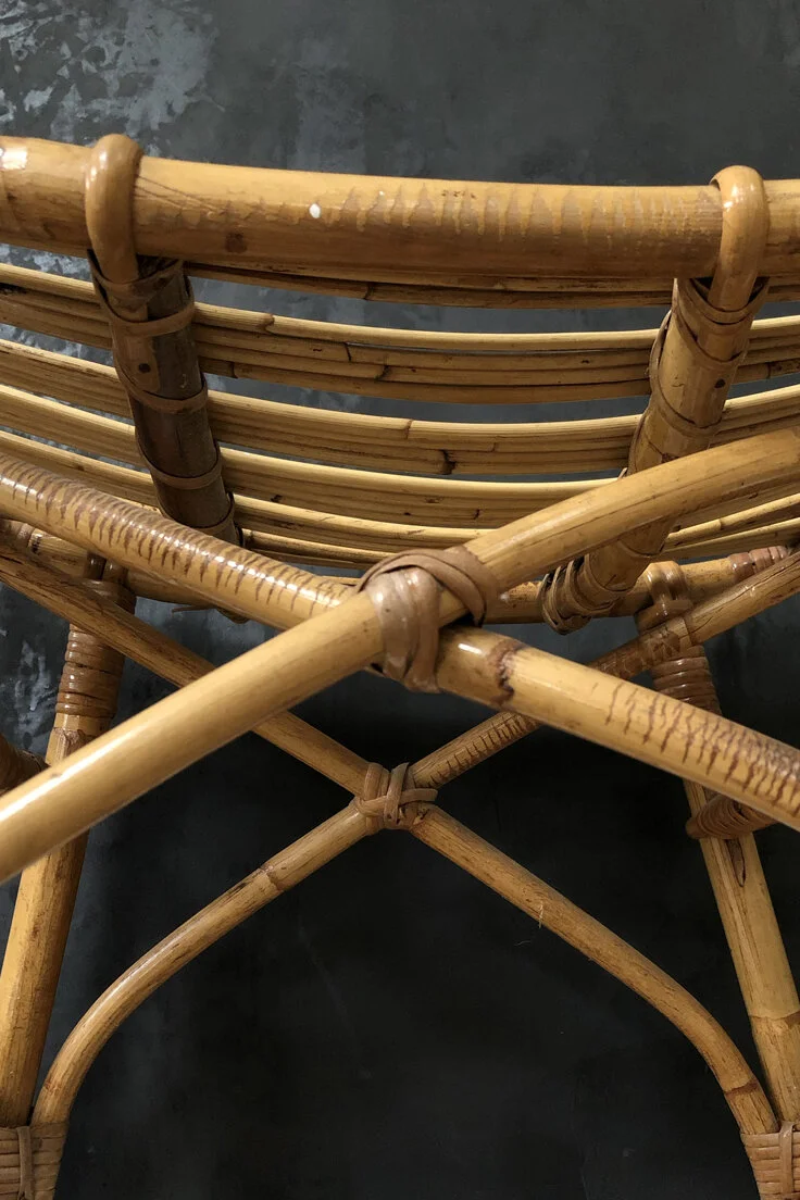 Retro Rattan Bamboo Stool