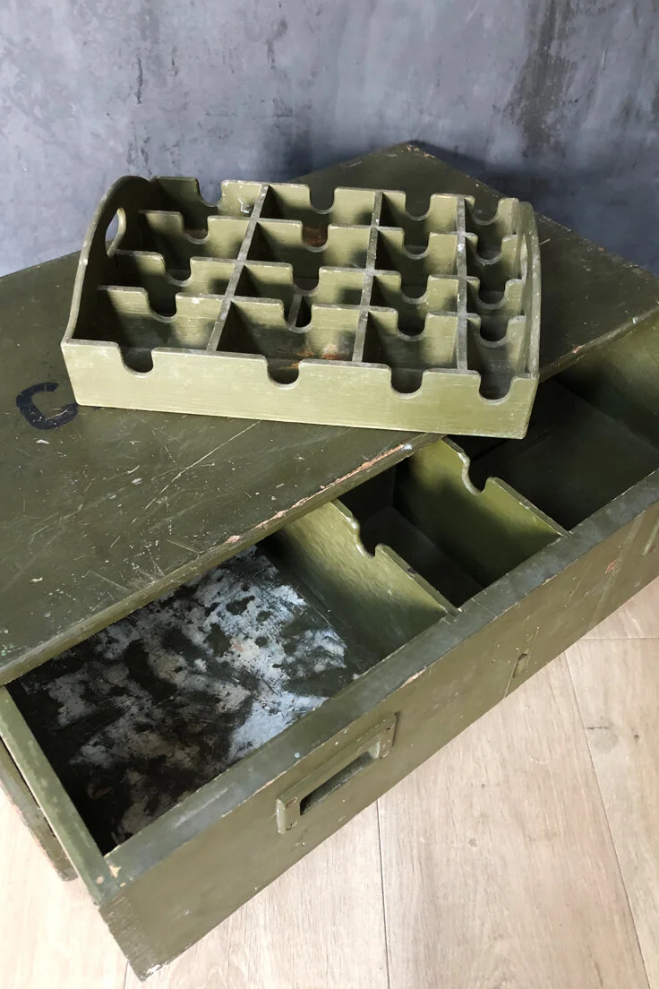 Vintage wooden military chest