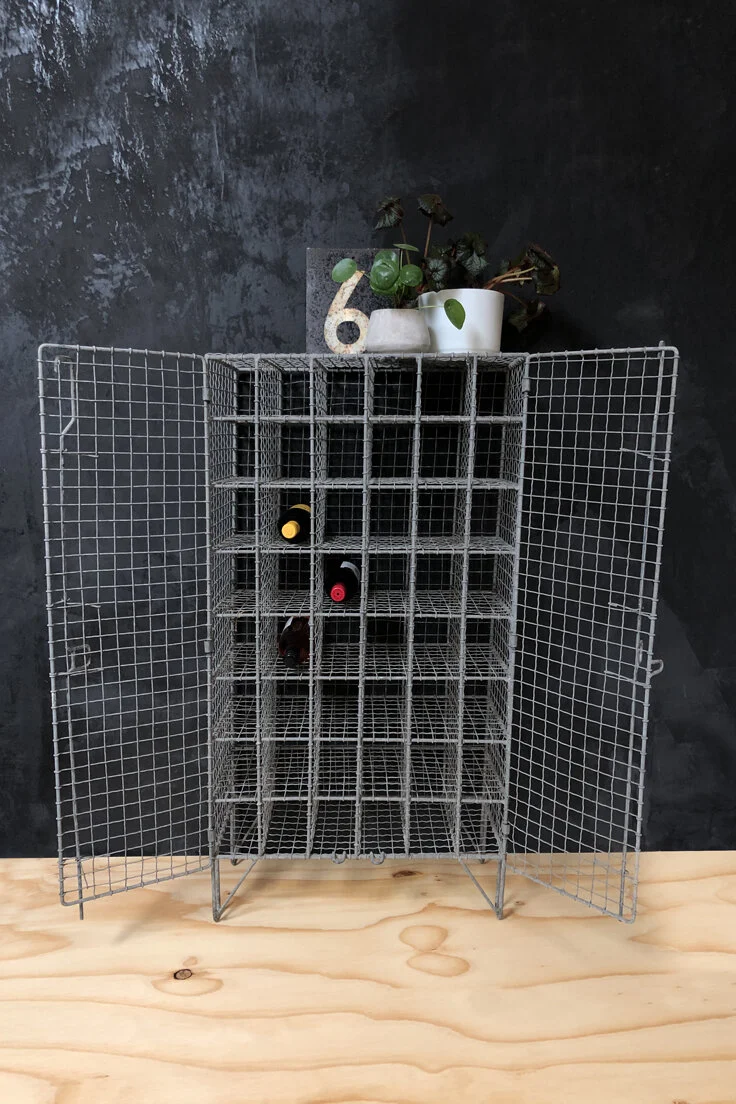 Vintage wire mesh storage locker