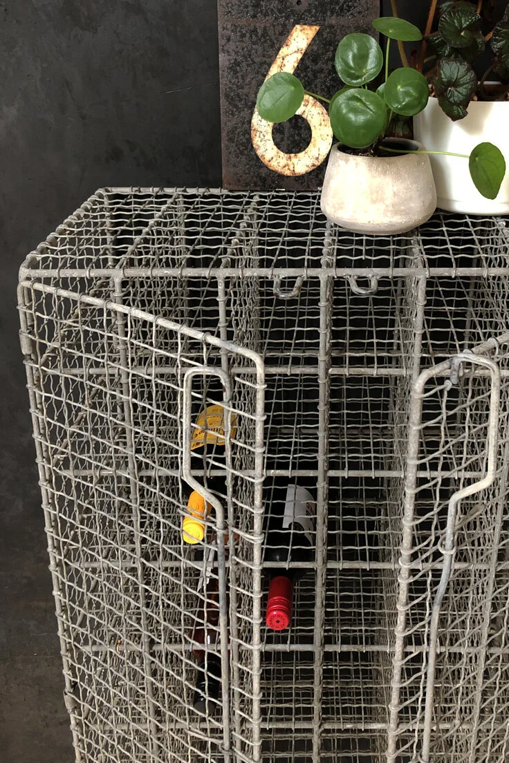 Vintage wire mesh storage locker