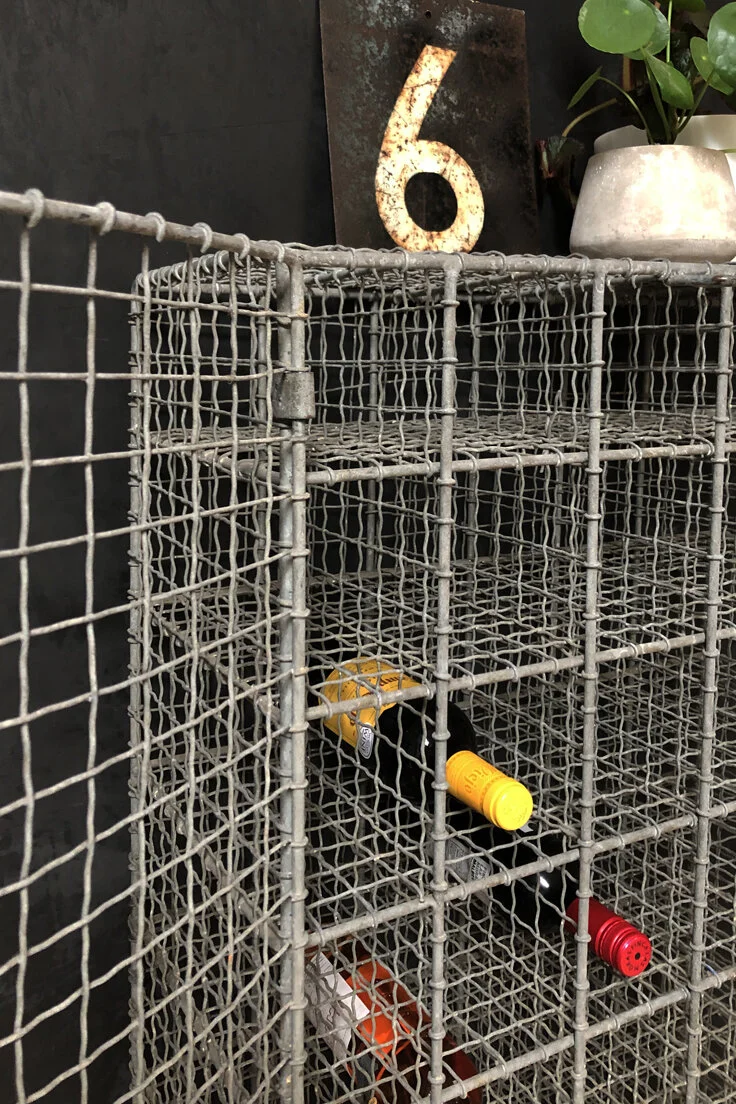 Vintage wire mesh storage locker