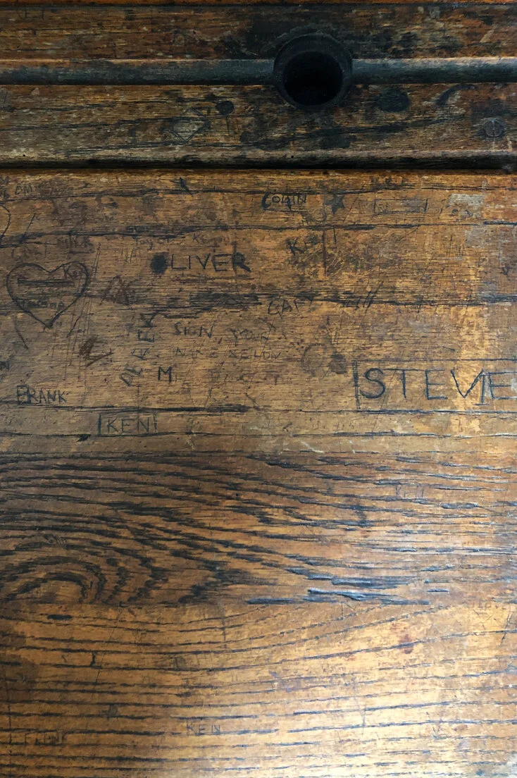 Vintage wooden school desk