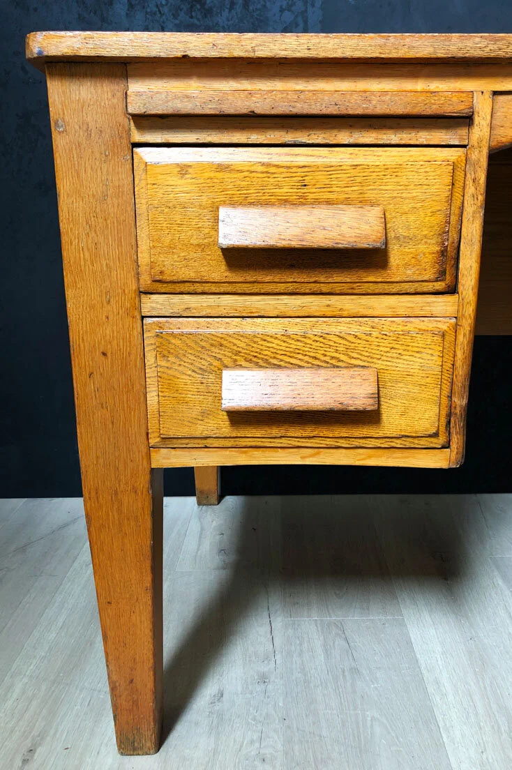 Mid-century honey oak teachers desk