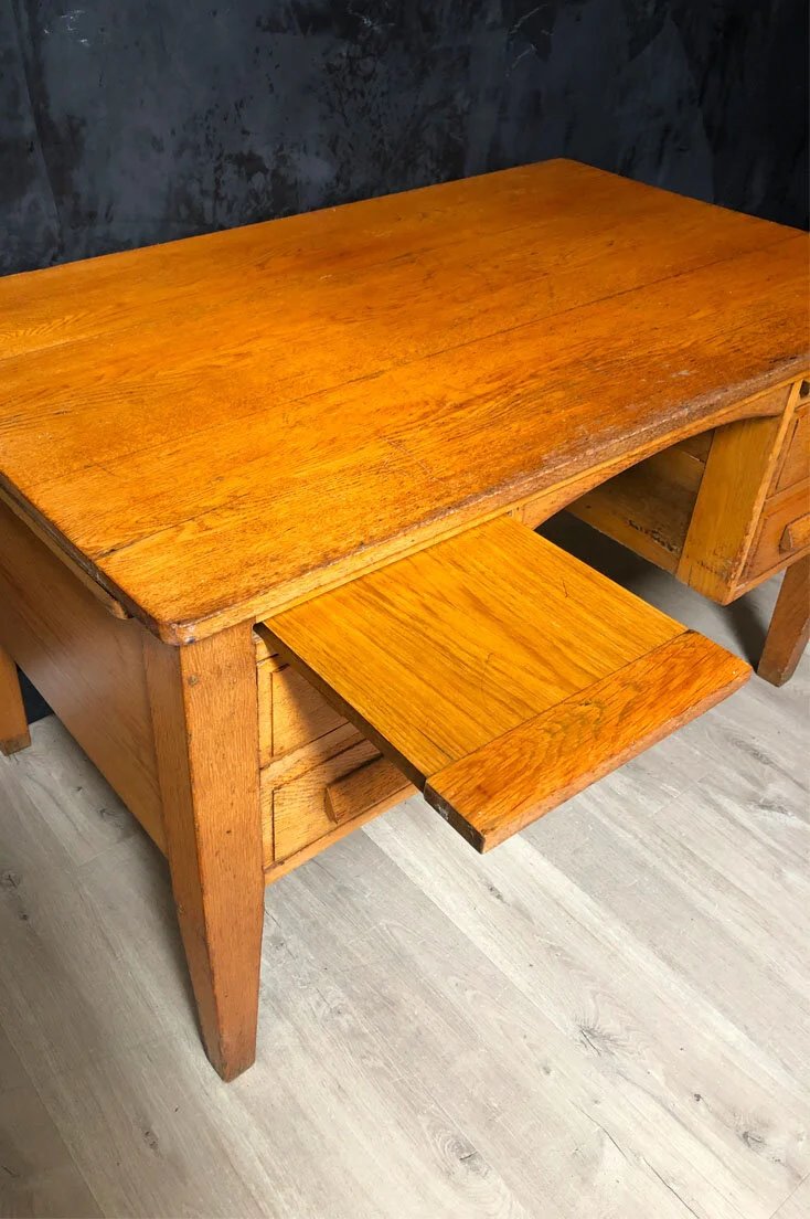 Mid-century honey oak teachers desk