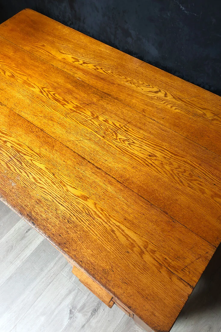 Mid-century honey oak teachers desk