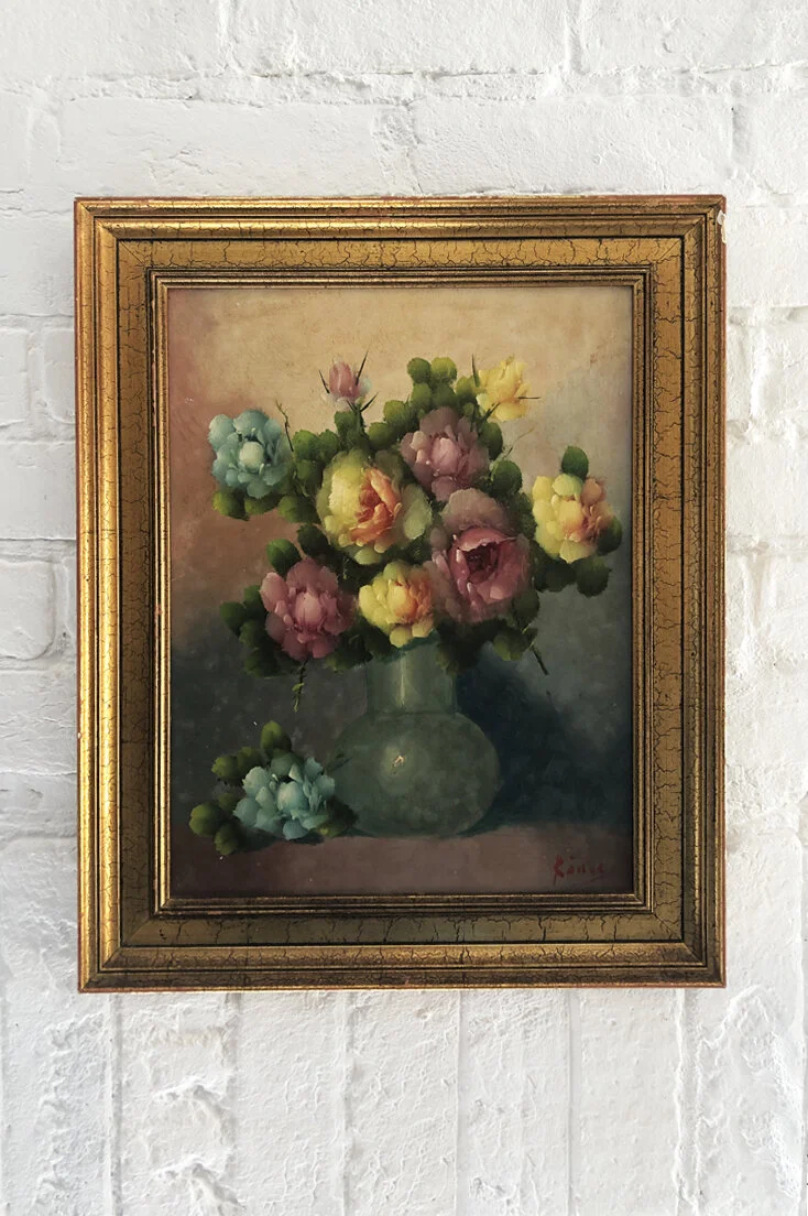 Vintage Oil Painting of Roses