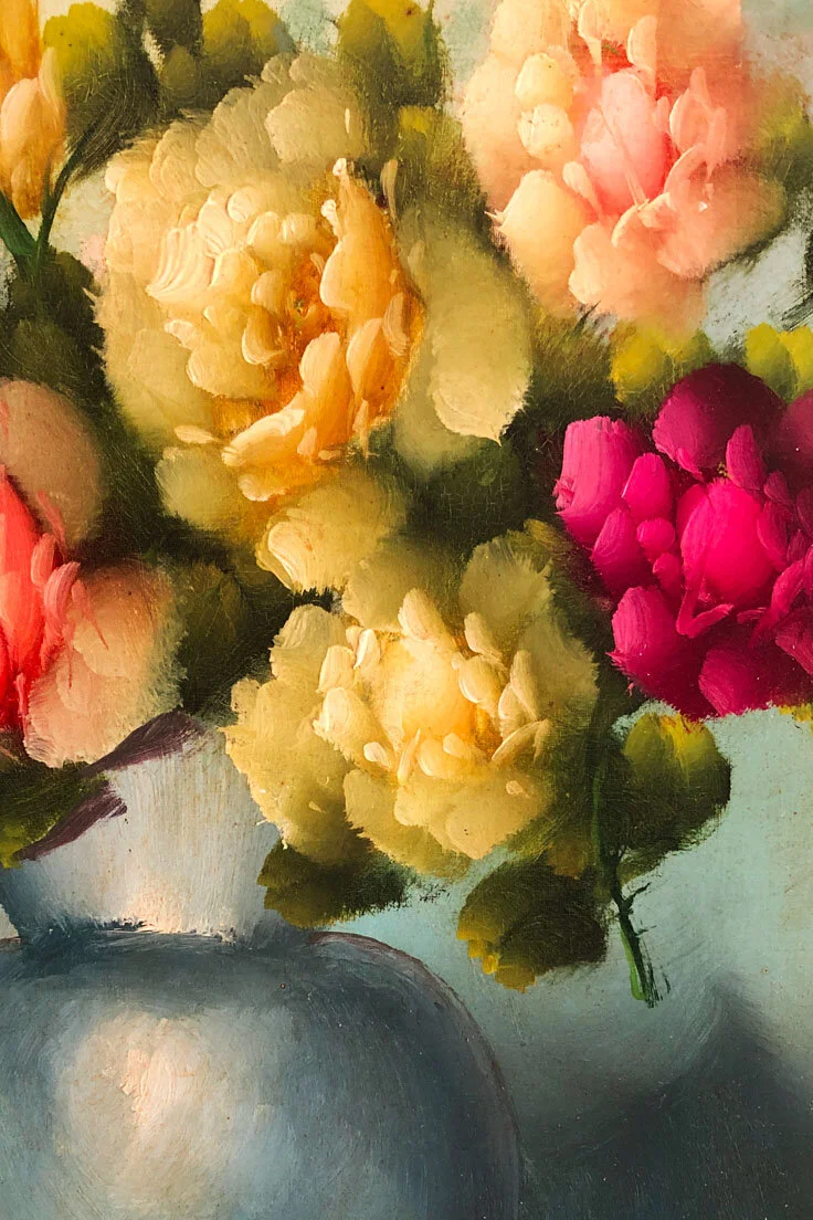 Vintage Oil Painting of Roses