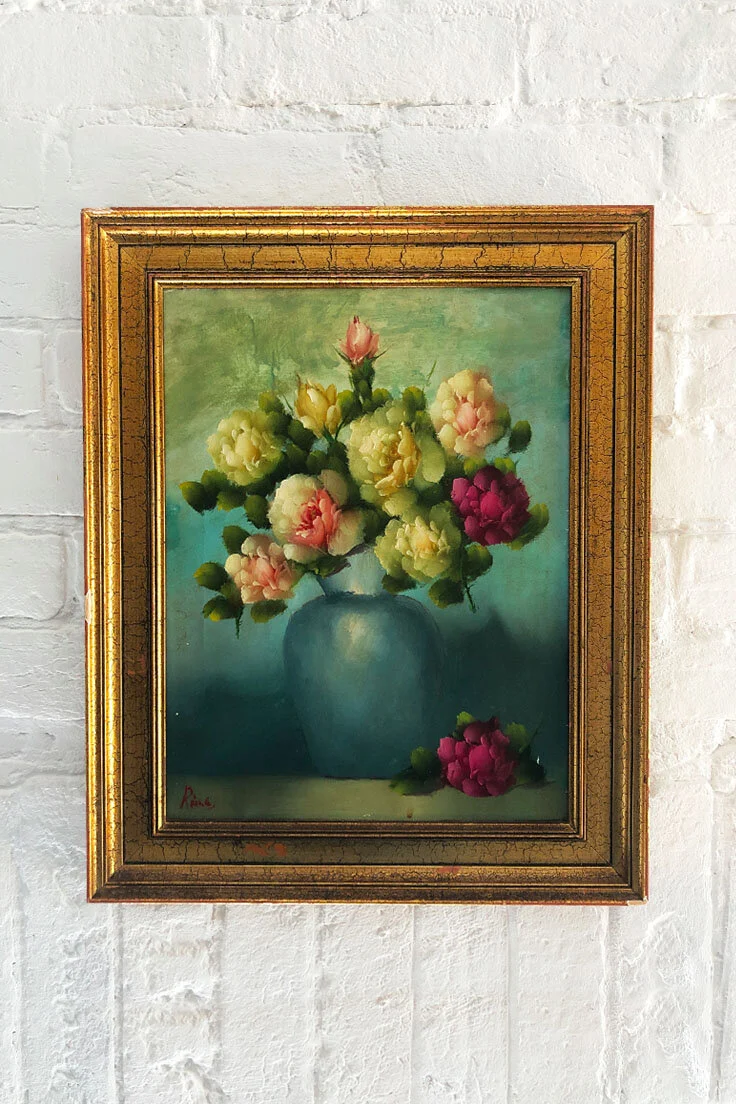 Vintage Oil Painting of Roses