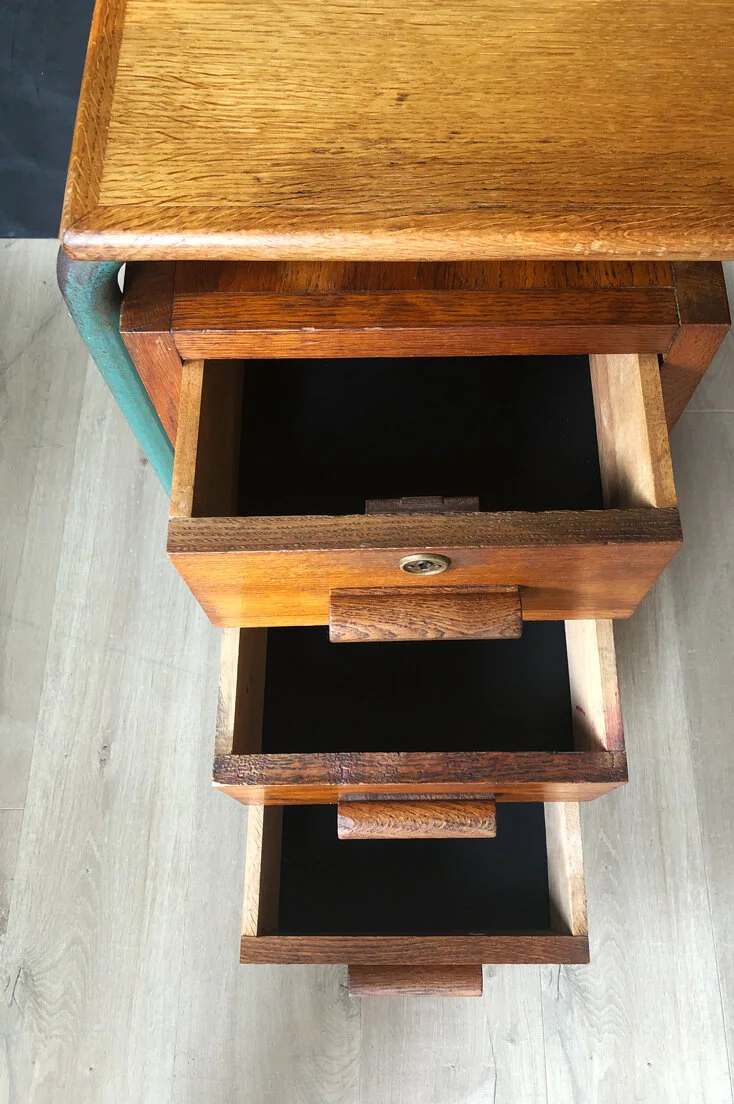 FRENCH ART DECO SCHOOL TEACHERS DESK