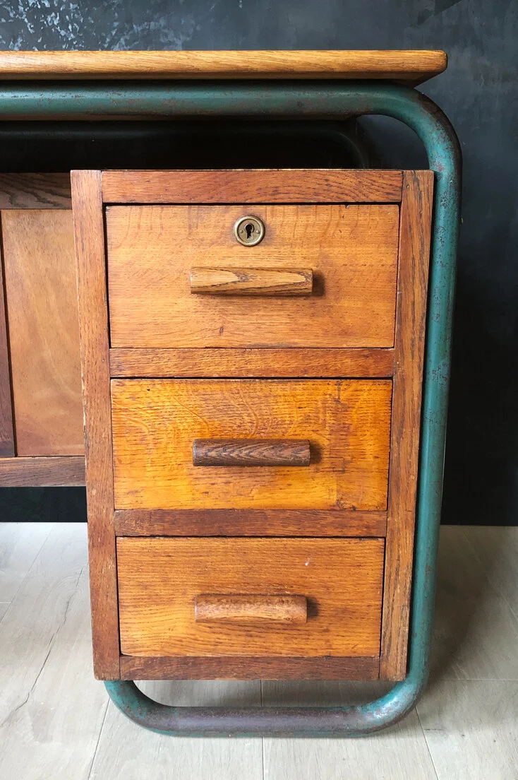 FRENCH ART DECO SCHOOL TEACHERS DESK