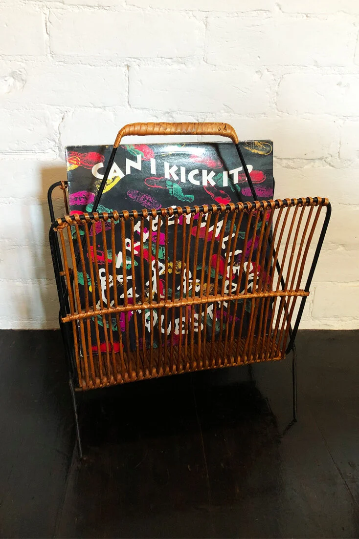 Mid-century wicker magazine rack