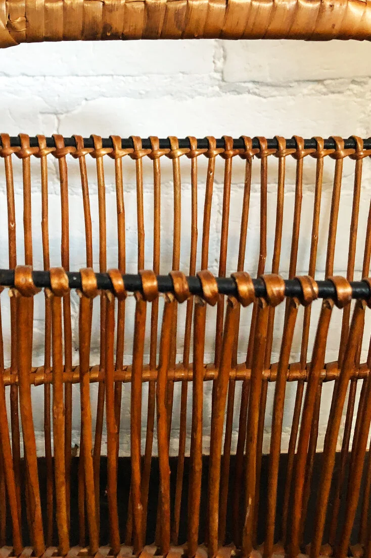 Mid-century wicker magazine rack