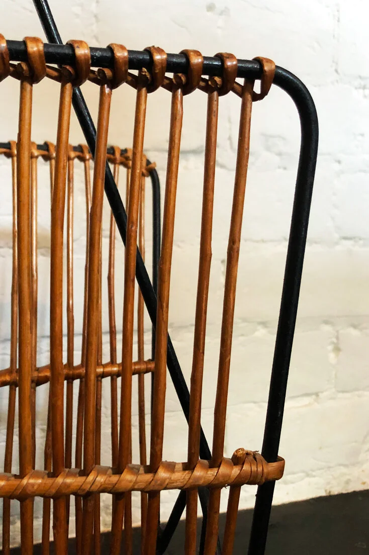 Mid-century wicker magazine rack