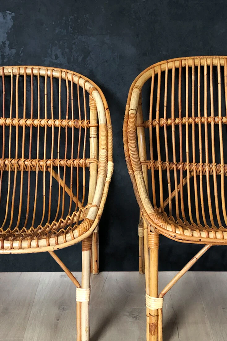 Mid-century wicker/rattan/bamboo lounge chairs