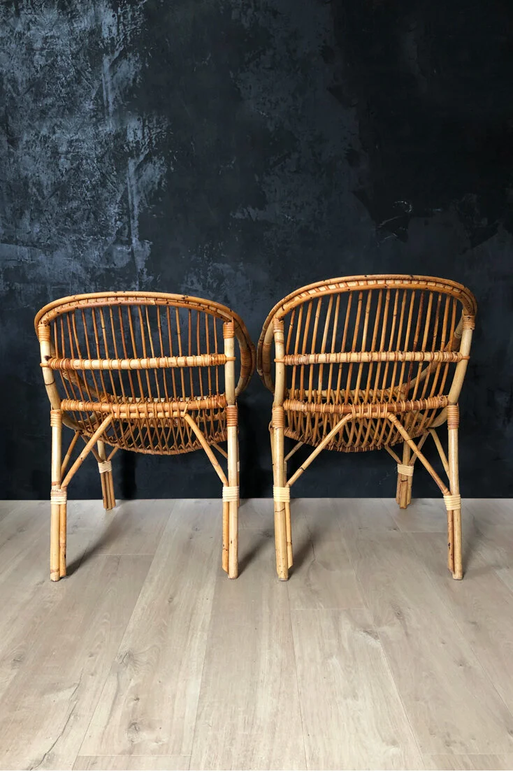 Mid-century wicker/rattan/bamboo lounge chairs
