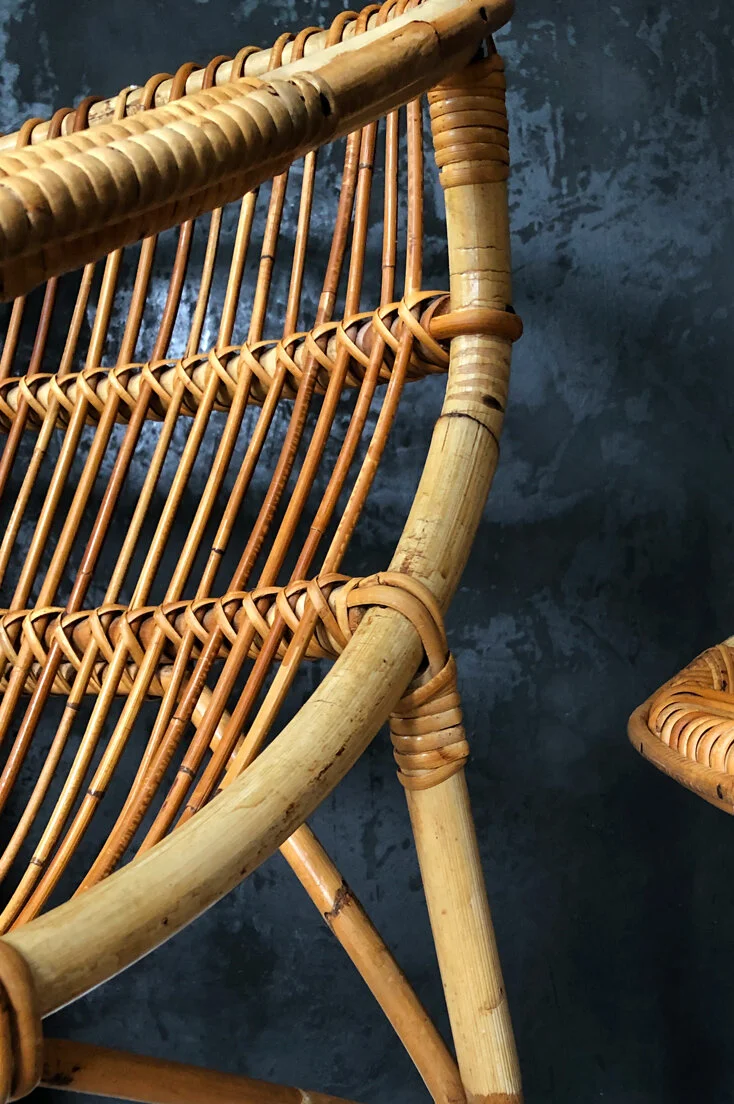 Mid-century wicker/rattan/bamboo lounge chairs