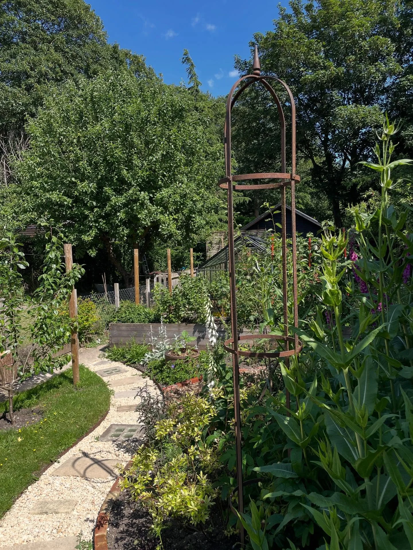 I did have 2 of these magnificent vintage wrought iron obelisks to sell but I&rsquo;ve kept one for my garden 🙂 @the_garden_of_mac and planted &lsquo;Claire Austin&rsquo; a beautiful English climbing rose from @david_austin_roses. There&rsquo;s one 