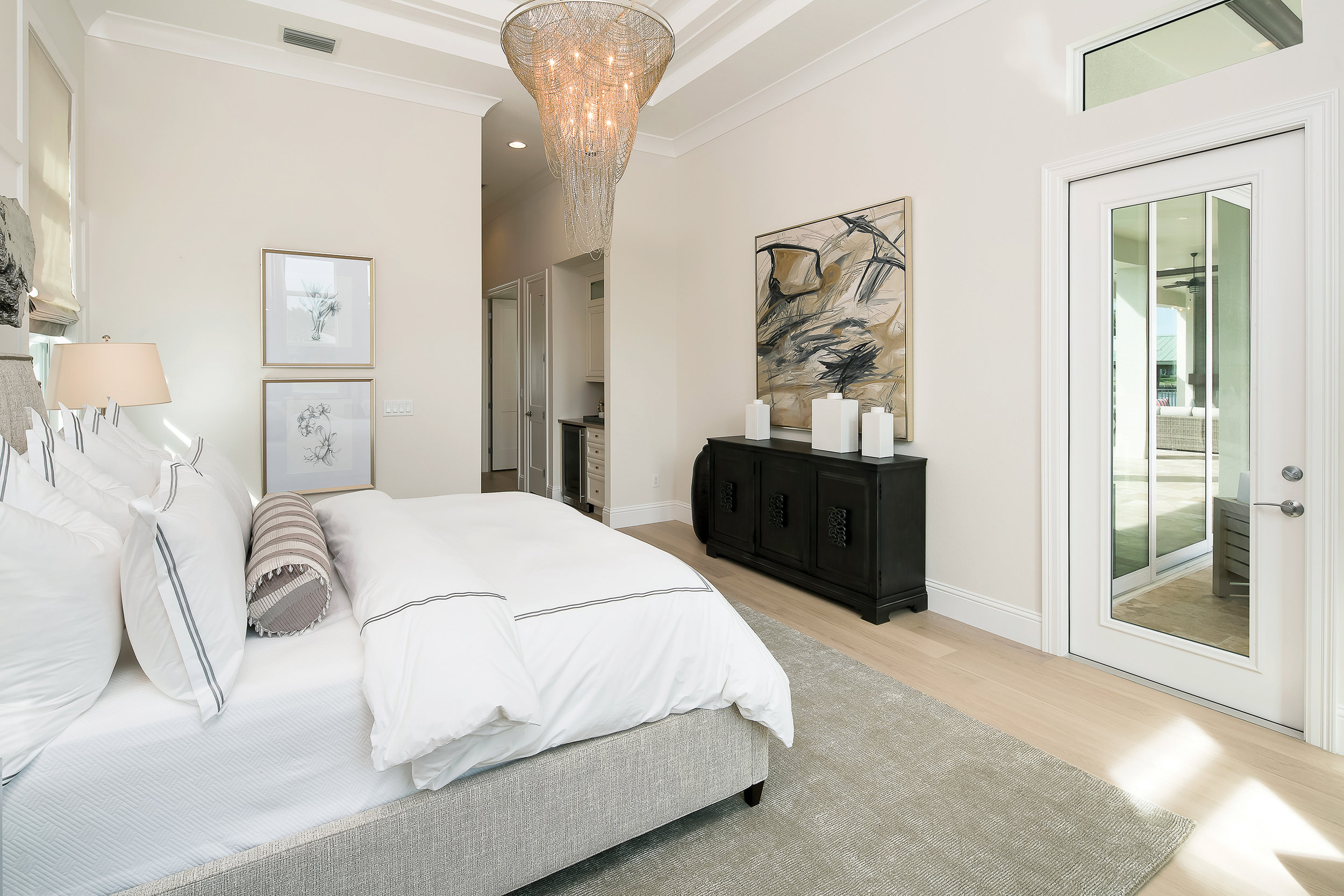  “The master bedroom was designed to be a true retreat and when people enter the space, it becomes one of the favorite rooms in the house. From the drink station to the placement of the bathroom and closets, this room is so well-planned out and priva