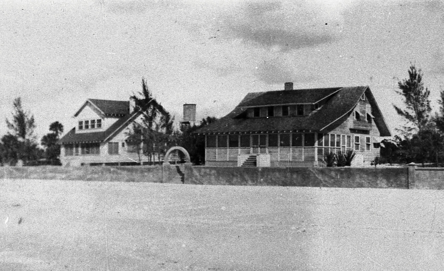 The Alexander’s house (left) and the Miller’s house (right) as seen from the Gulf of Mexico, c. 1925