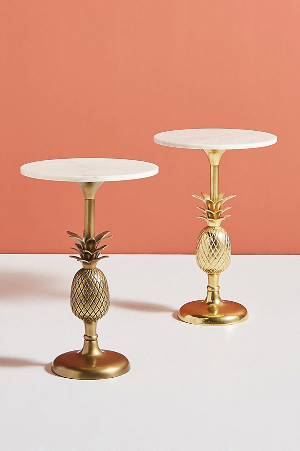 Pineapple Pedestal side table, available in polished or brushed brass, $198; anthropologie.com