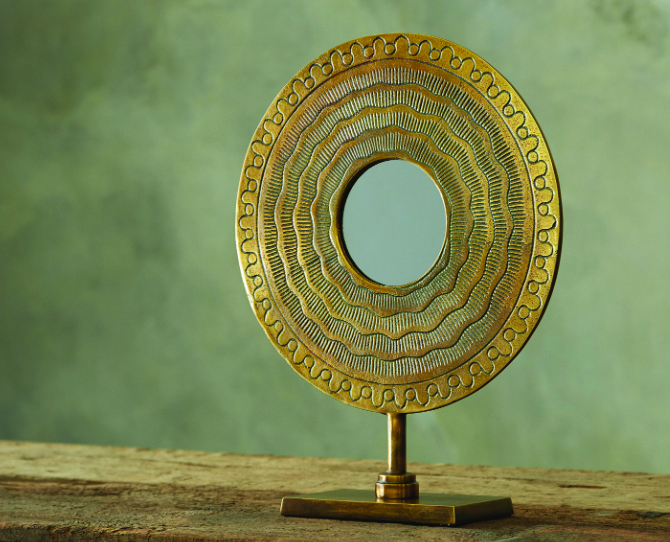 Circle table mirror, $169; arhaus.com