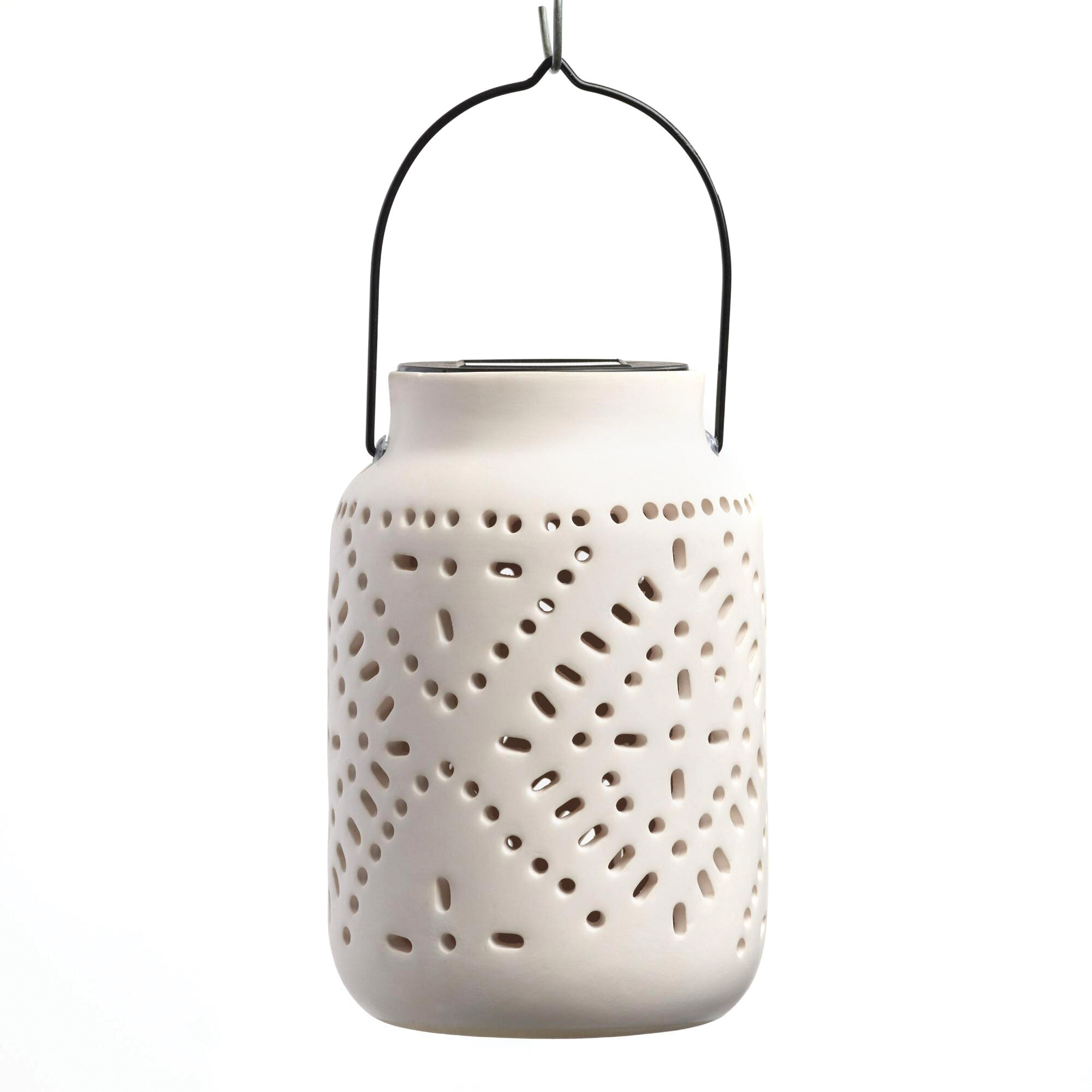 White Ceramic Solar LED Lantern