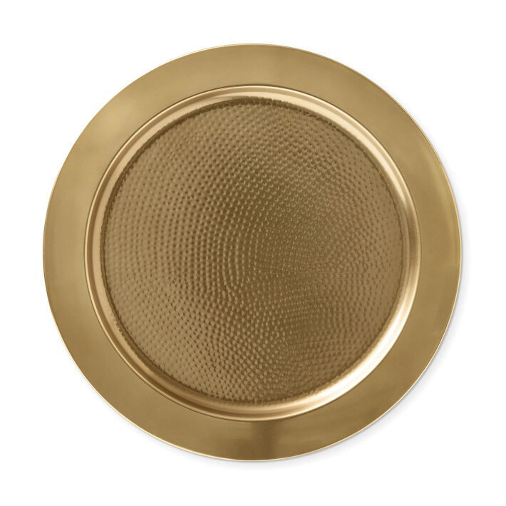  Antique Brass Charger Plate;  $39.95;  williams-sonoma.com  